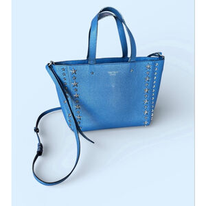 Jimmy Choo Blue Leather Silver Star Studded Crossbody Bag